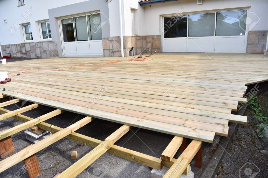 Wooden deck under construction